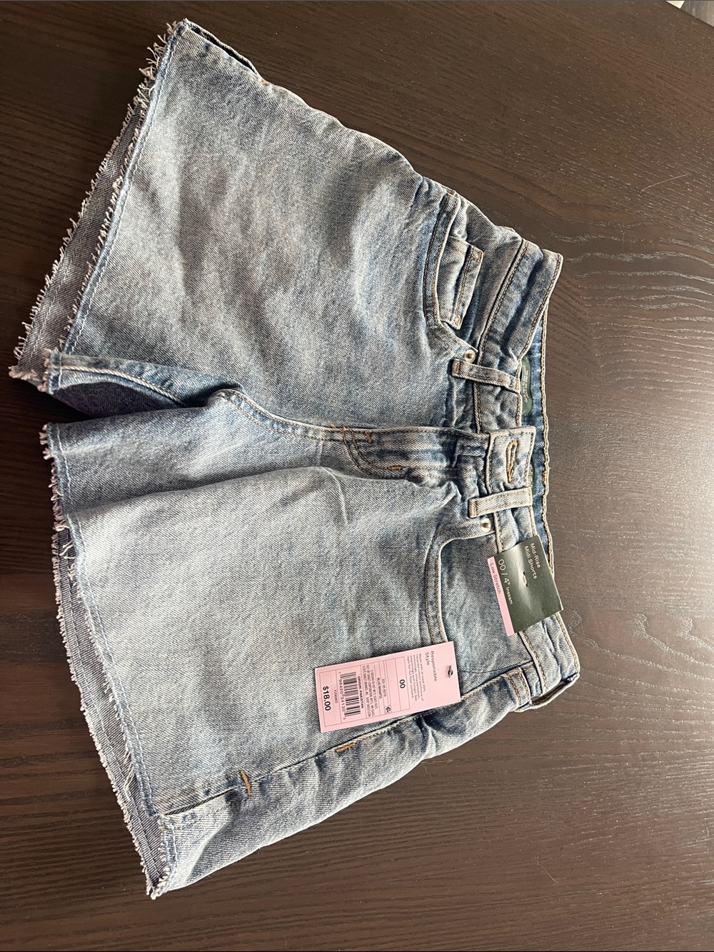 wild fable Light Wash High-Rise Frayed Denim Shorts